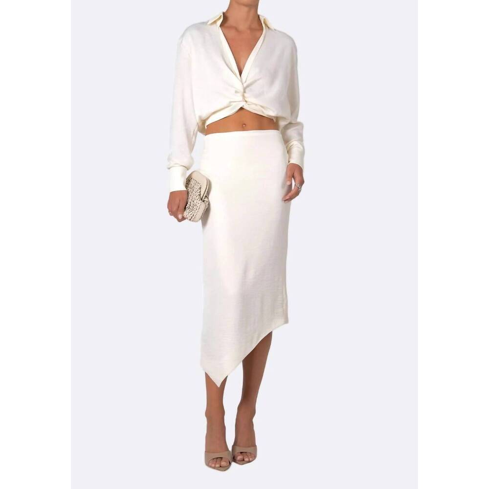 NEW NONCHALANT LABEL belinda asymmetrical midi skirt in vanilla